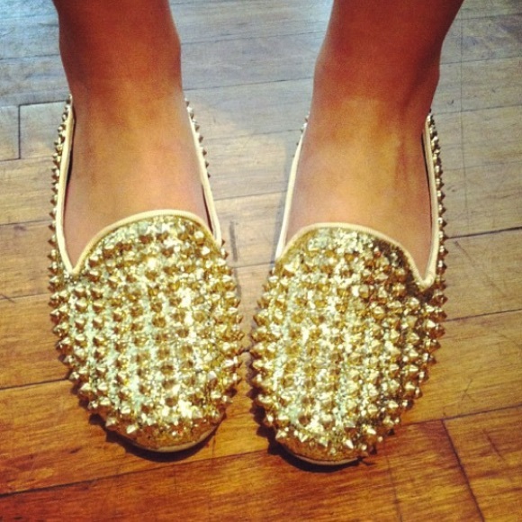 Steve Madden Spiked Gold Loafers 7.5