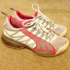 Pink and white Puma Sport shoes