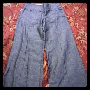 Wide-leg denim cropped pants, Sz 2