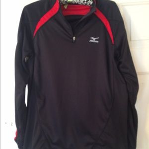 Mizuno black and red thin warm up jacket
