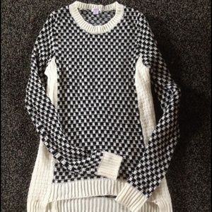 Black and white knitted sweater