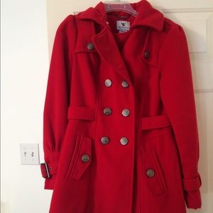 Red pea coat!