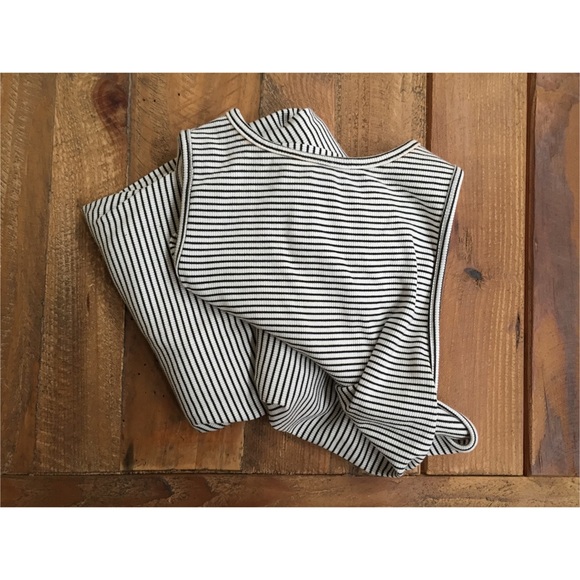 SOLD Black & White Striped Long Dress - Picture 4 of 4