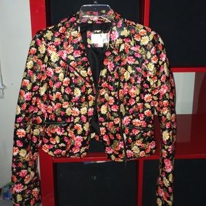 Floral print pleather jacket