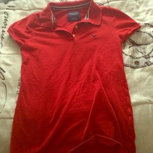 Red polo shirt