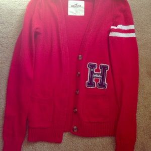 Red Hollister Cardigan