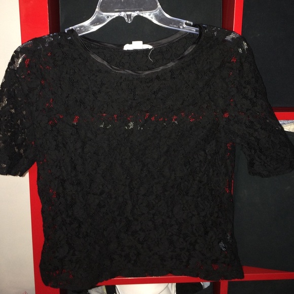 Lace see through black shirt