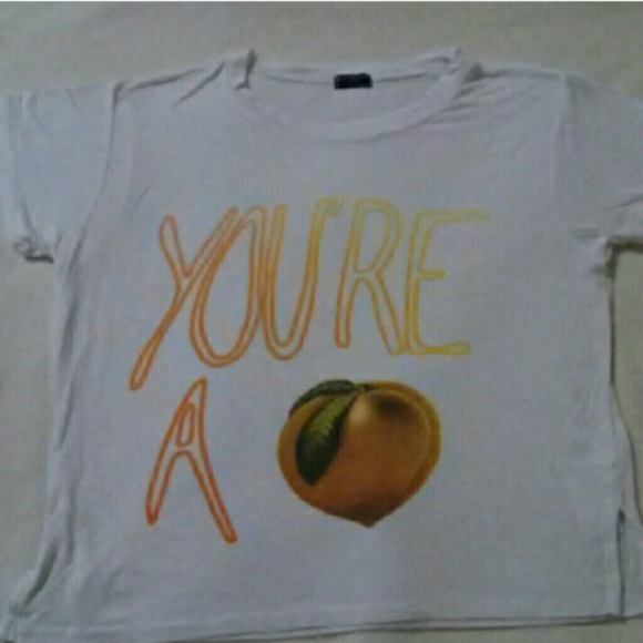 Brandy Melville white "you're a peach" crop top