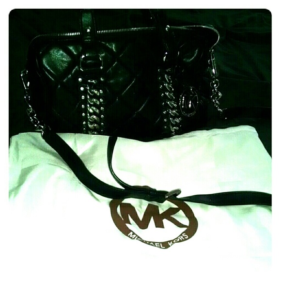 Michael Kors black quilted leather satchel bag