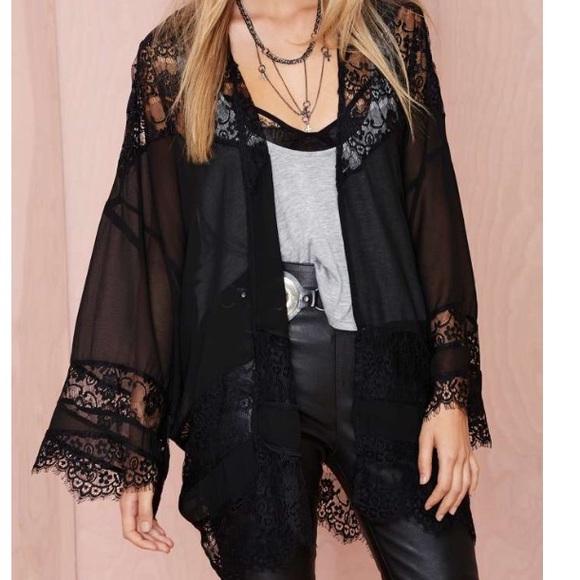 🚫SOLD🚫 Sheer Caress Nasty Gal Black Lace Kimono