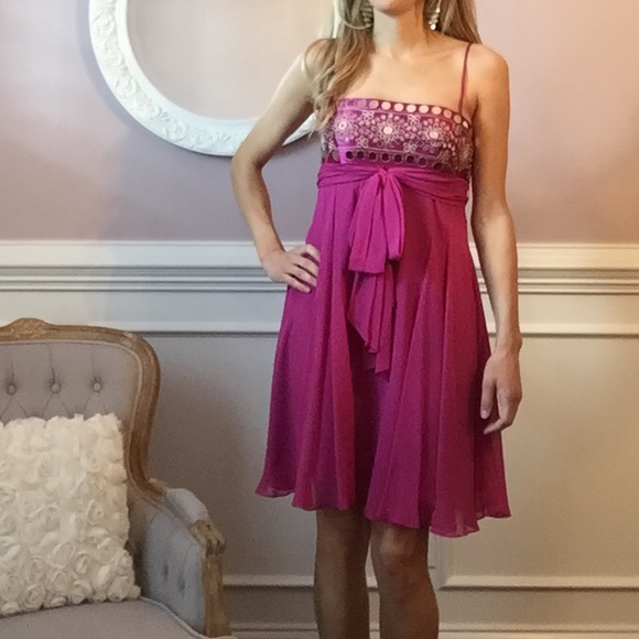 Sold as a Bundle: BCBGMAXAZRIA fuschia silk dress - Picture 2 of 4