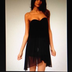 Asos black strapless dress in mesh