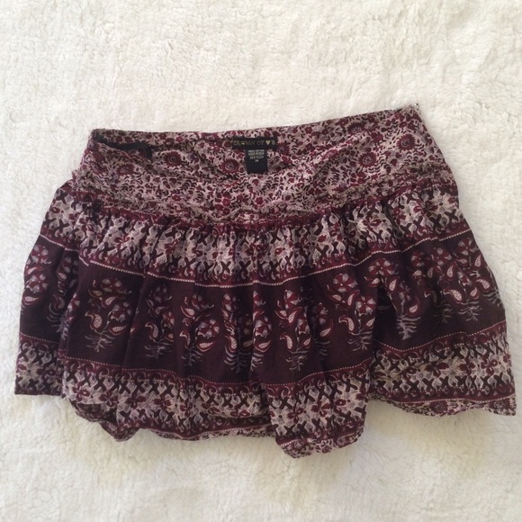 Maroon Patterned Skirt