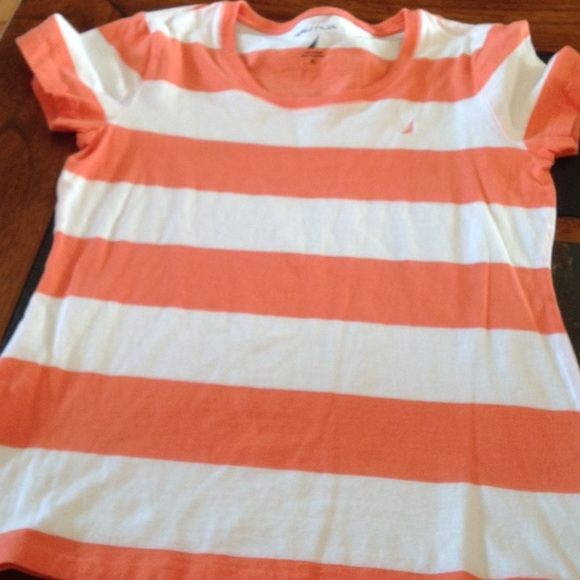 Ladies NAUTICA T-SHIRT TOP Size Medium Orange