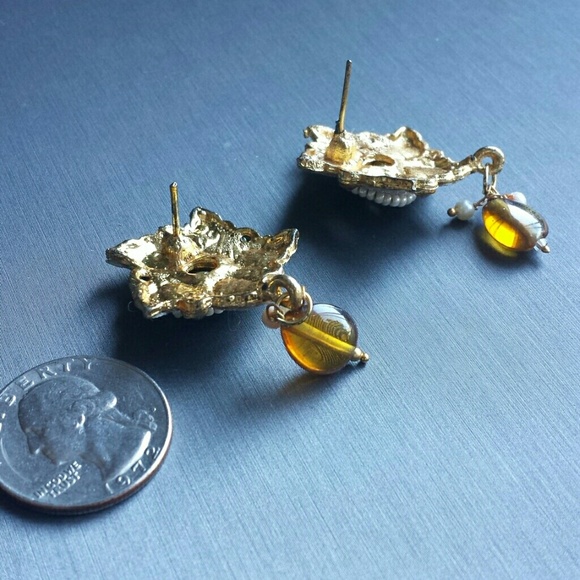 Brown, silver, and gold fashion jewelry earrings - Picture 3 of 3