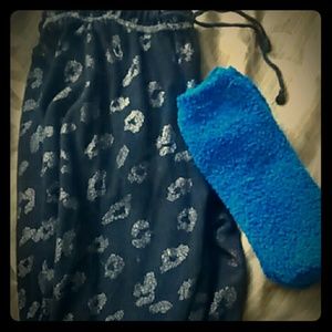 ☕Pajama Bundle💤🎀Blue Fuzzy Socks