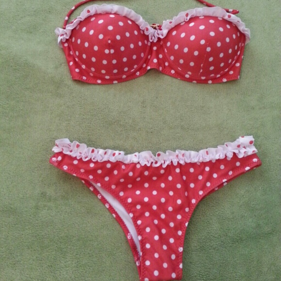 Sold. Red polka dots swimsuit S