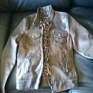 Distressed faux leather jacket