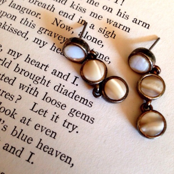 Modernist dangle earrings vintage signed chunky - Picture 3 of 4