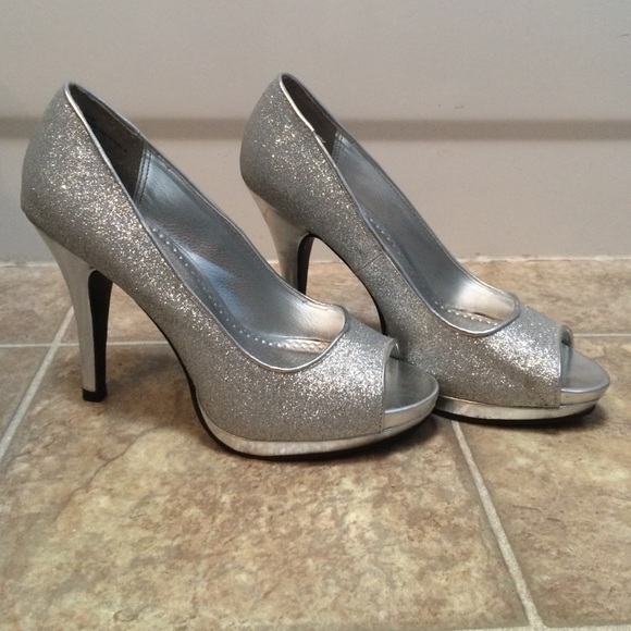 Silver sparkly high heels