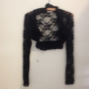 Black lace, long sleeve shrug.