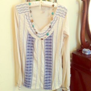 Lucky Brand shirt long sleeve embroidered