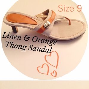 NWT Linen & Orange Thong Sandal