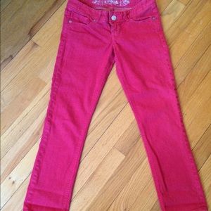 Red Capri length jeans