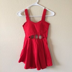 Red cut-out skater dress