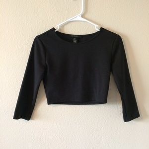 Forever 21 black 3/4 sleeve crop top