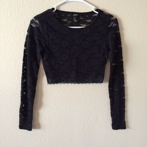 Forever 21 black lace crop top