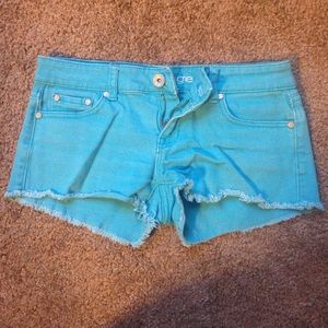 Teal jean shorts