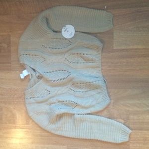 Tied up the back oatmeal colored crop sweater