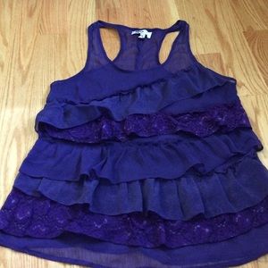 Purple over size summer shirt with ruffles