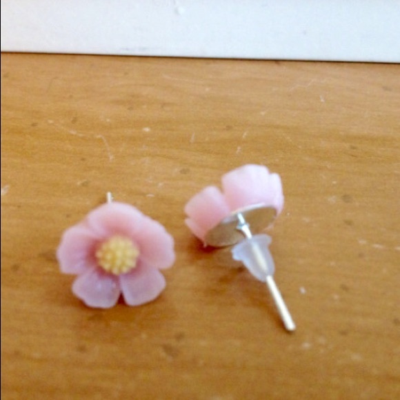Pink flower earrings