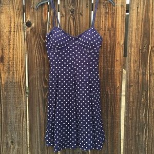 AE Navy Polka Dot Skater Corset Dress
