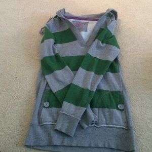 Green&grey striped hoodie
