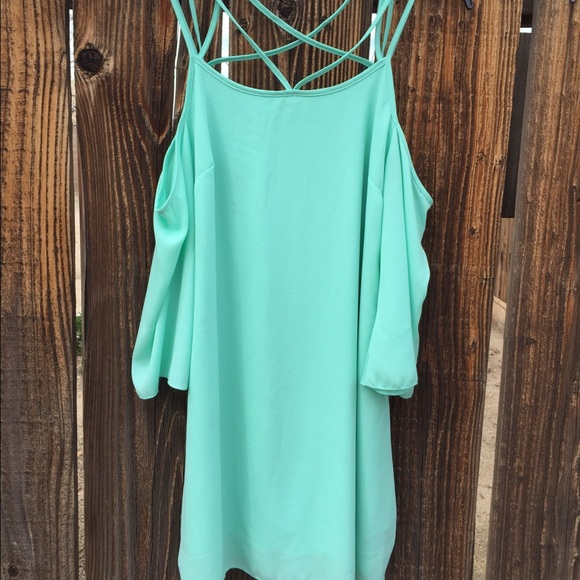 Mint Bare Shoulder Dress