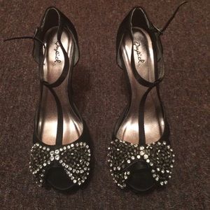 T-Strap bejeweled platform shoes