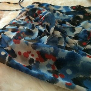 Kensie Abstract Ruffle Blouse