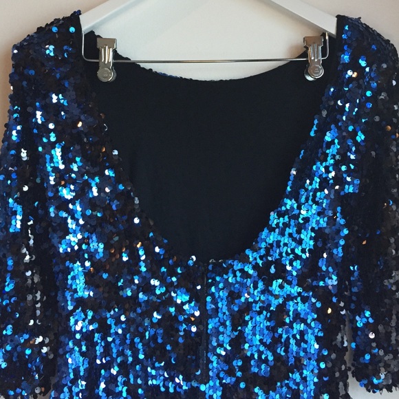🎉🎉 HOST PICK 🎉🎉 Blue sexy sequin dress. - Picture 4 of 4