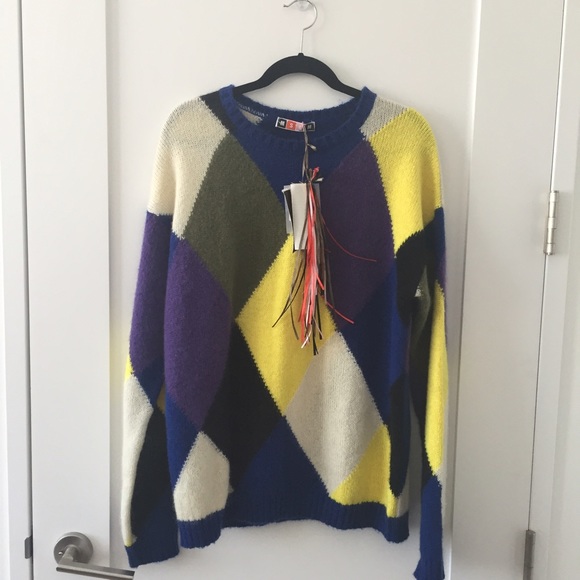 MSGM Multicolored Diamond Knit Mohair Sweater M MSGM Multicolored Diamond Knit Mohair Sweater M