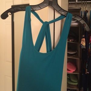 BCBG turquoise green evening gown.