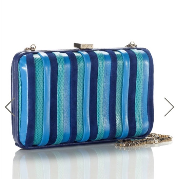 Salvatore Ferragamo Snakeskin "Drew" Box Clutch