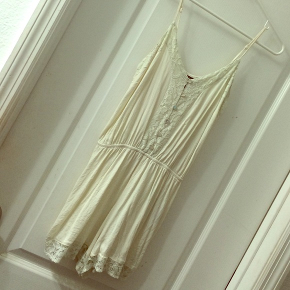 Cream-colored and Lace Romper