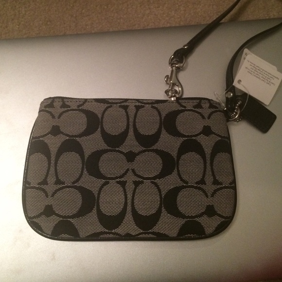 Coach Signature Small Wristlet in Black and Silver - Picture 2 of 4