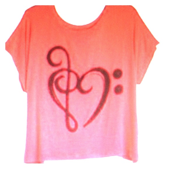 Pink Music Clef Heart Tshirt