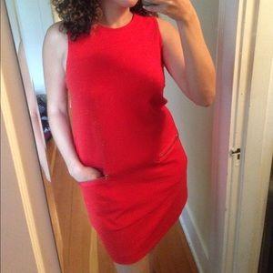 Madewell Orange Sleeveless Zip Shift Dress