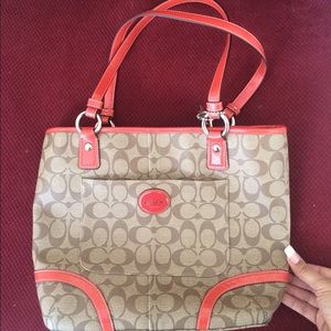 Orange and brown coach should bag purse
