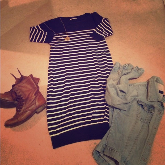 Striped sweater midi dress